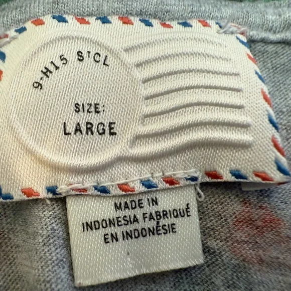 Anthropologie Postage Stamp Gray Floral V Neck Jersey T Shirt Large Bohemian - Picture 6 of 9